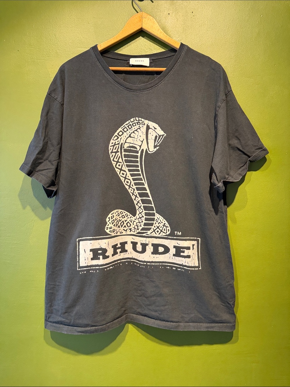Rhude Black T-Shirt with White Cobra Graphic